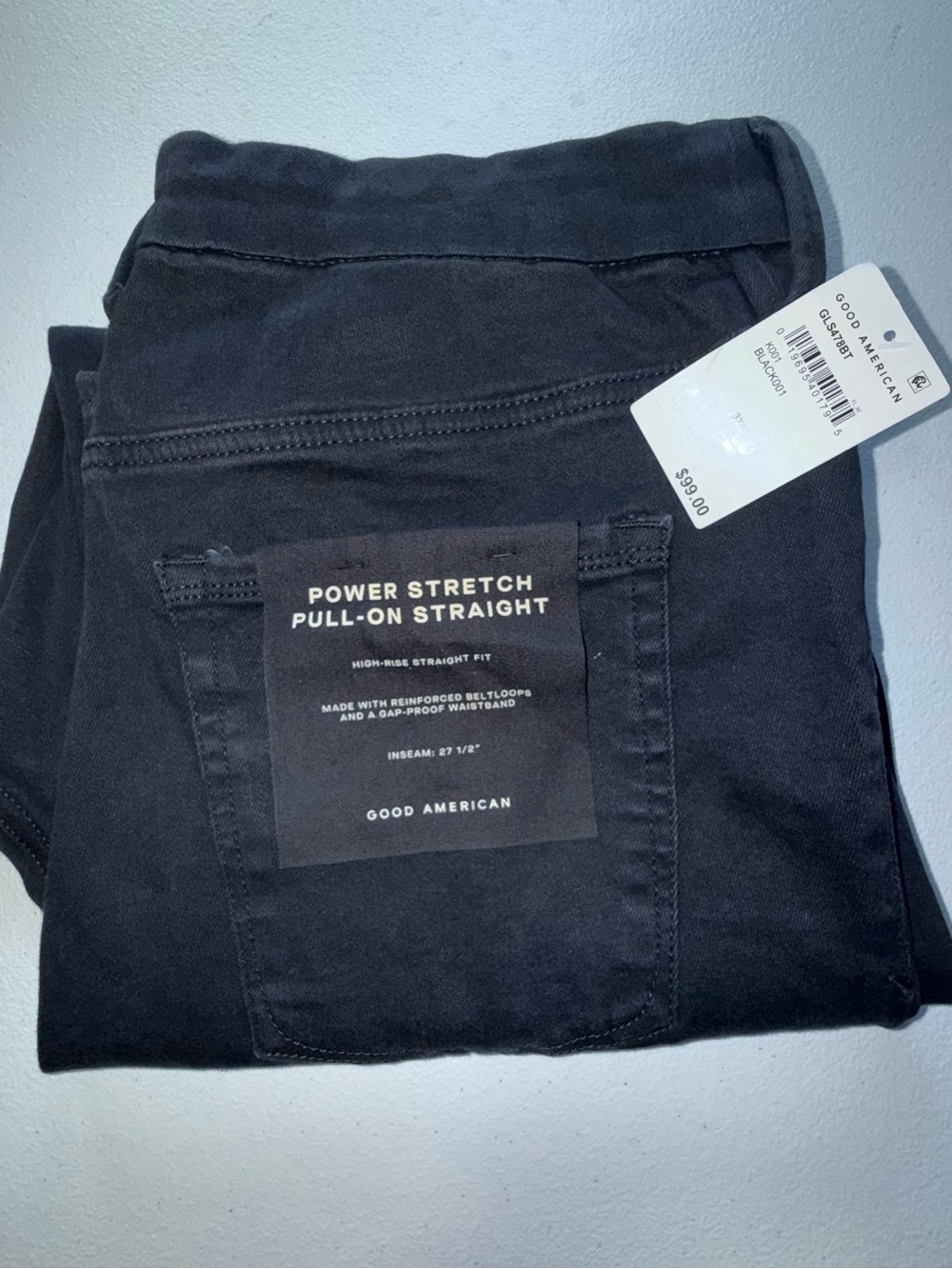 Good American Power Stretch Pull-On Straight Leg Jeans NWT 3XL Black - Picture 2 of 13